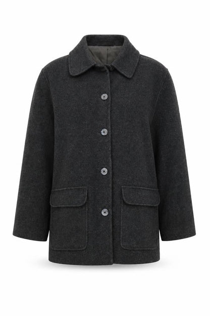 Marks & Spencer Women Grey Wool Blend Overcoat UK 14 Classic Style