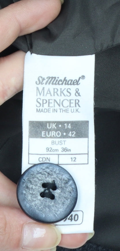 Marks and Spencer Women Grey Wool Blend Overcoat UK 14 Classic Style