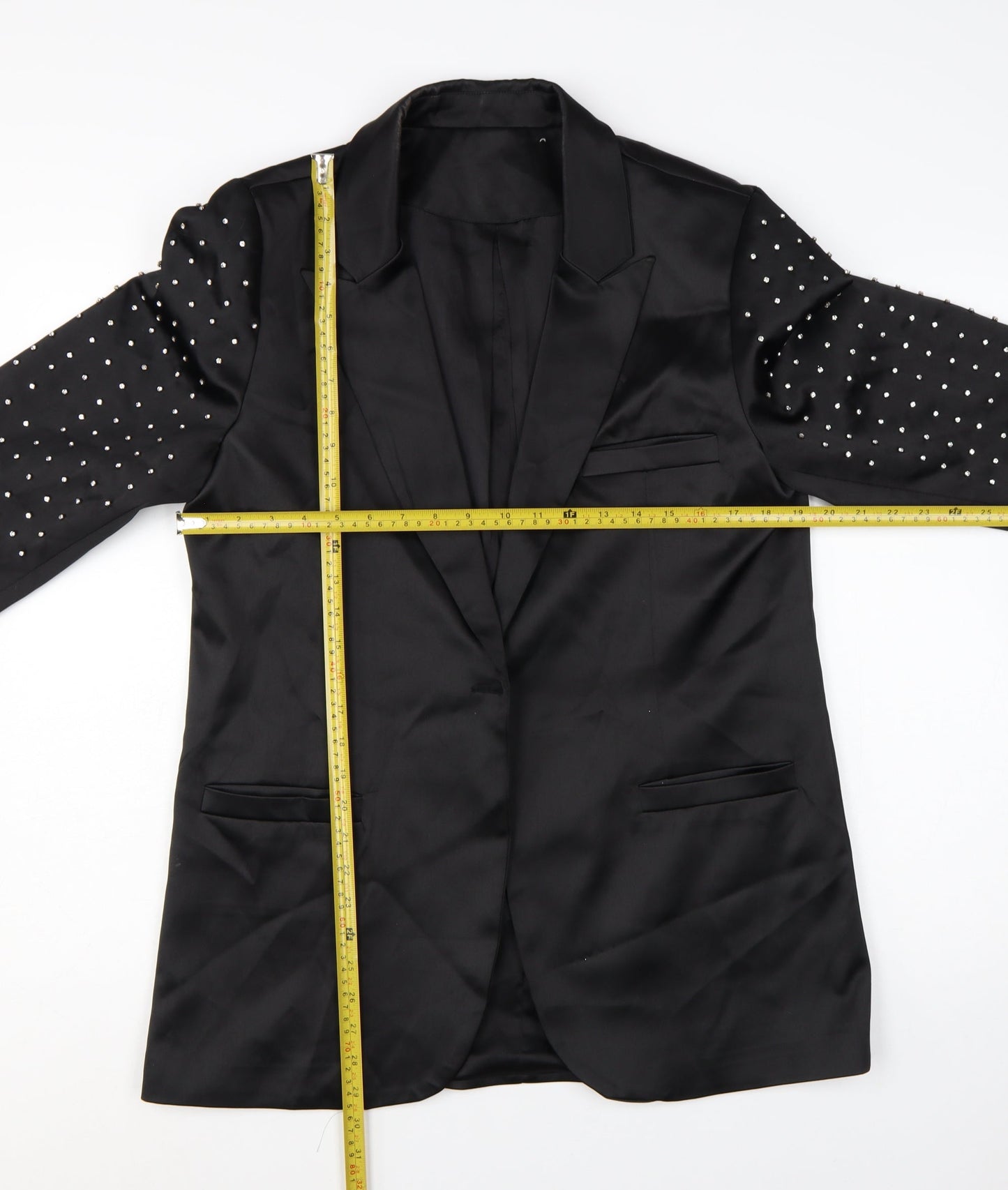 Harpene Women Black Studded Long Sleeve Blazer Size 14 Polyester