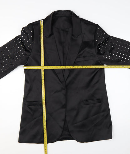 Harpene Women Black Studded Long Sleeve Blazer Size 14 Polyester