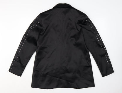 Harpene Women Black Studded Long Sleeve Blazer Size 14 Polyester