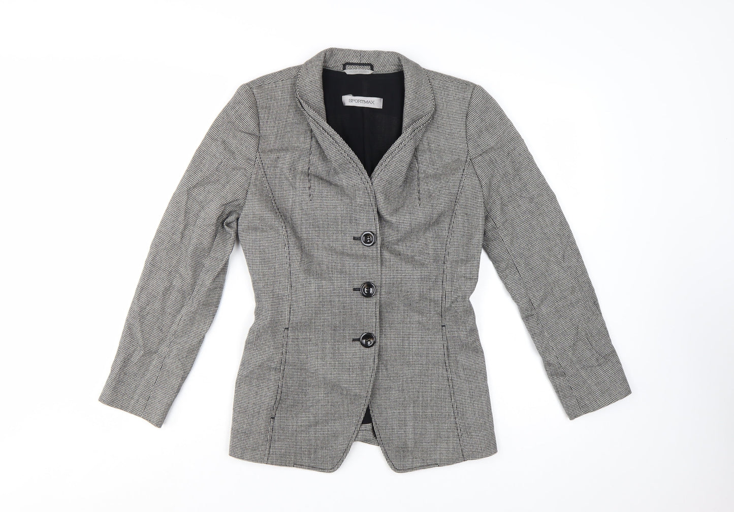 Sportmax Women’s Grey Wool Tailored Belted Jacket Size 12