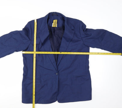 Moygashel Fabric Women's Blue Size 18 Single-Breasted Blazer