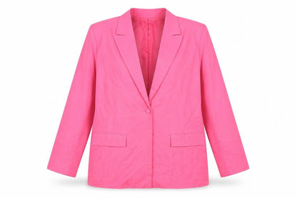 In The Style Women Pink One-Button Blazer UK 16 Polyester