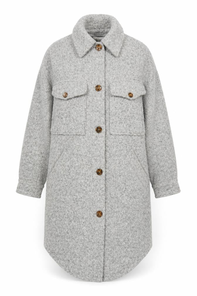 Topshop Women’s Grey Wool Blend Long Shacket Coat UK 8