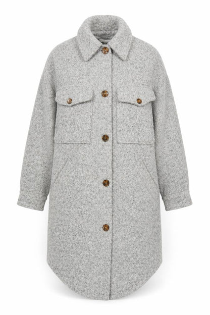 Topshop Women’s Grey Wool Blend Long Shacket Coat UK 8