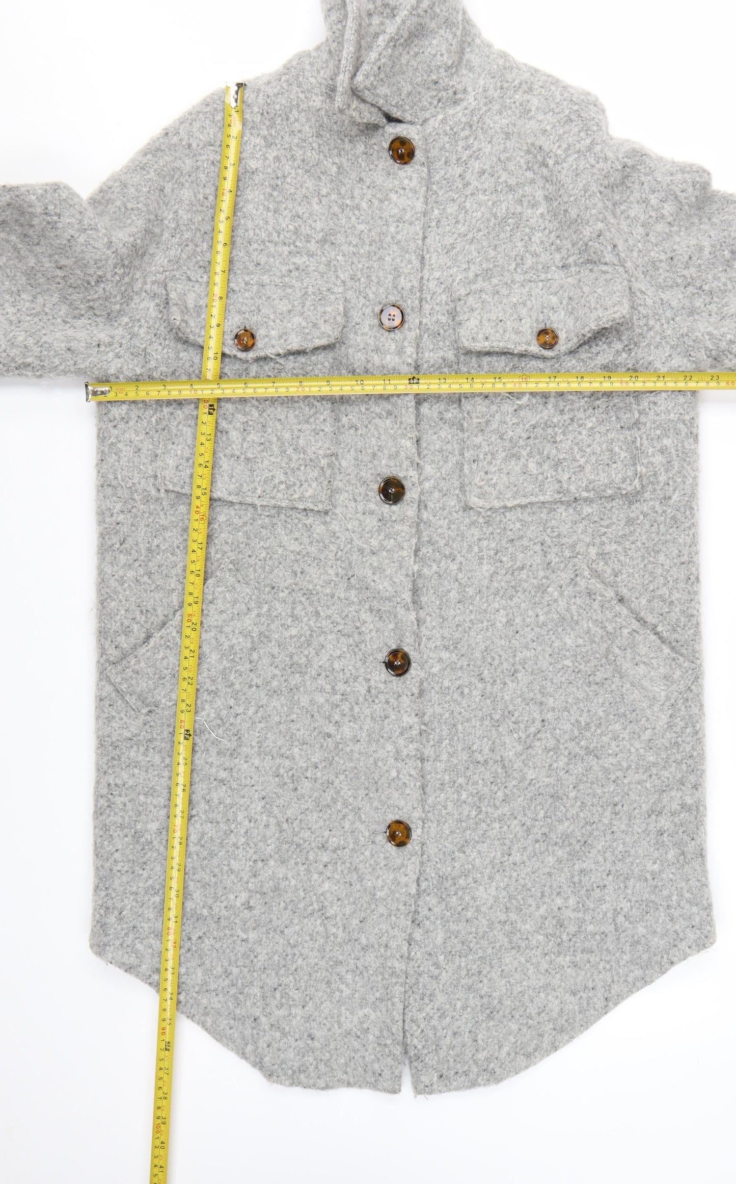 Topshop Women’s Grey Wool Blend Long Shacket Coat UK 8