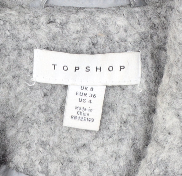 Topshop Women’s Grey Wool Blend Long Shacket Coat UK 8