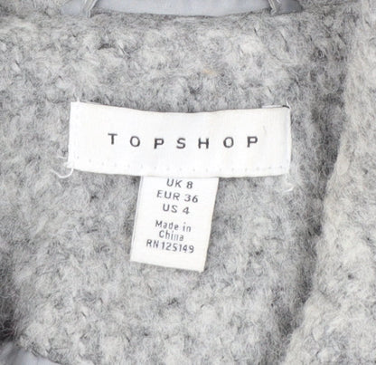 Topshop Women’s Grey Wool Blend Long Shacket Coat UK 8