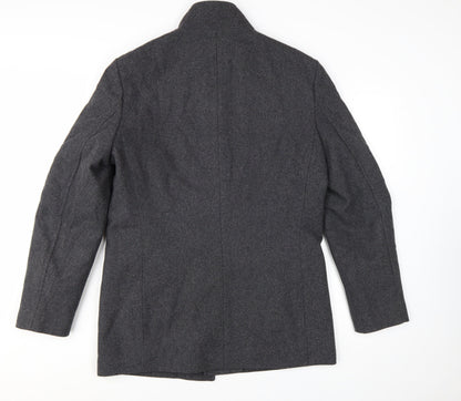 Marks and Spencer Men's Grey Wool Blend Smart Overcoat Size S