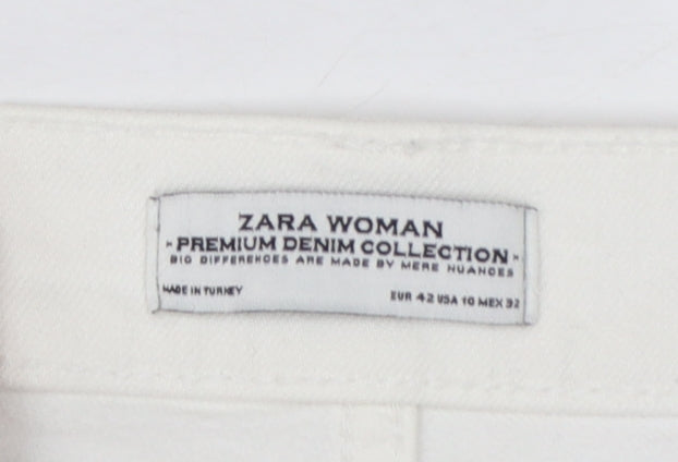 Zara Woman White Distressed Boyfriend Jeans Size 14