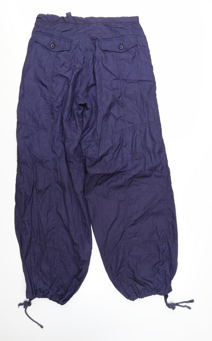 Motel Womens Blue Cargo Trousers Size S Lightweight Nylon Drawstring
