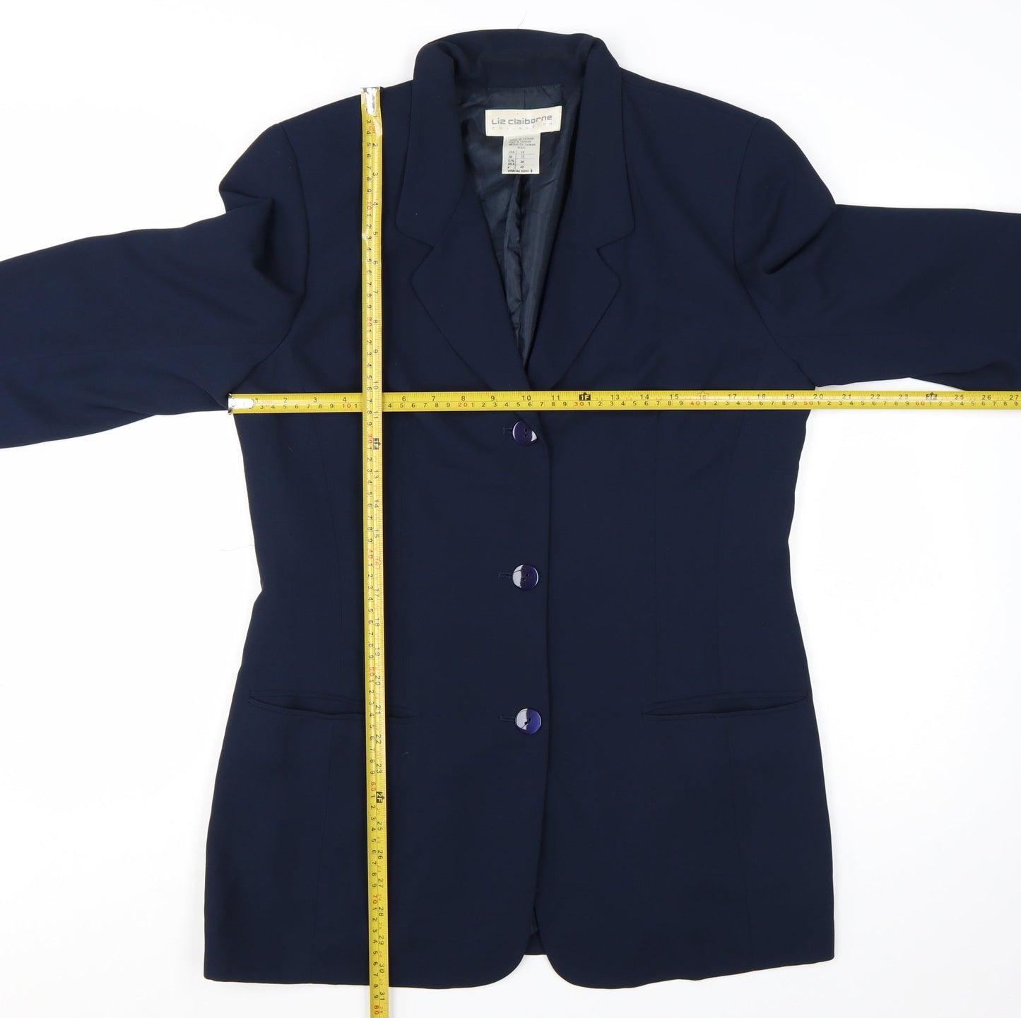 Liz Claiborne Women Blue Size 12 Classic Long Sleeve Blazer