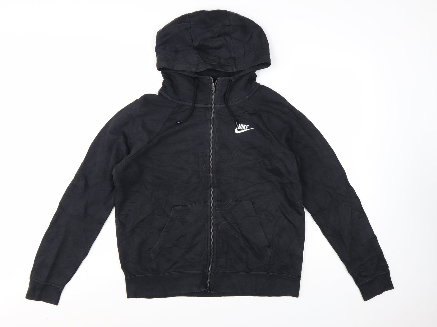 Nike Women's Black Full Zip Hoodie M Cotton Blend Casual