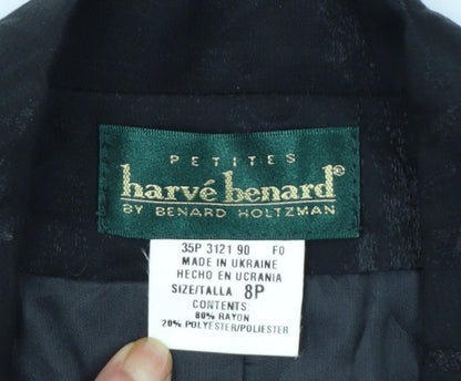 Hervé Benard Women's Black Petites Size 8P Tailored Blazer Jacket