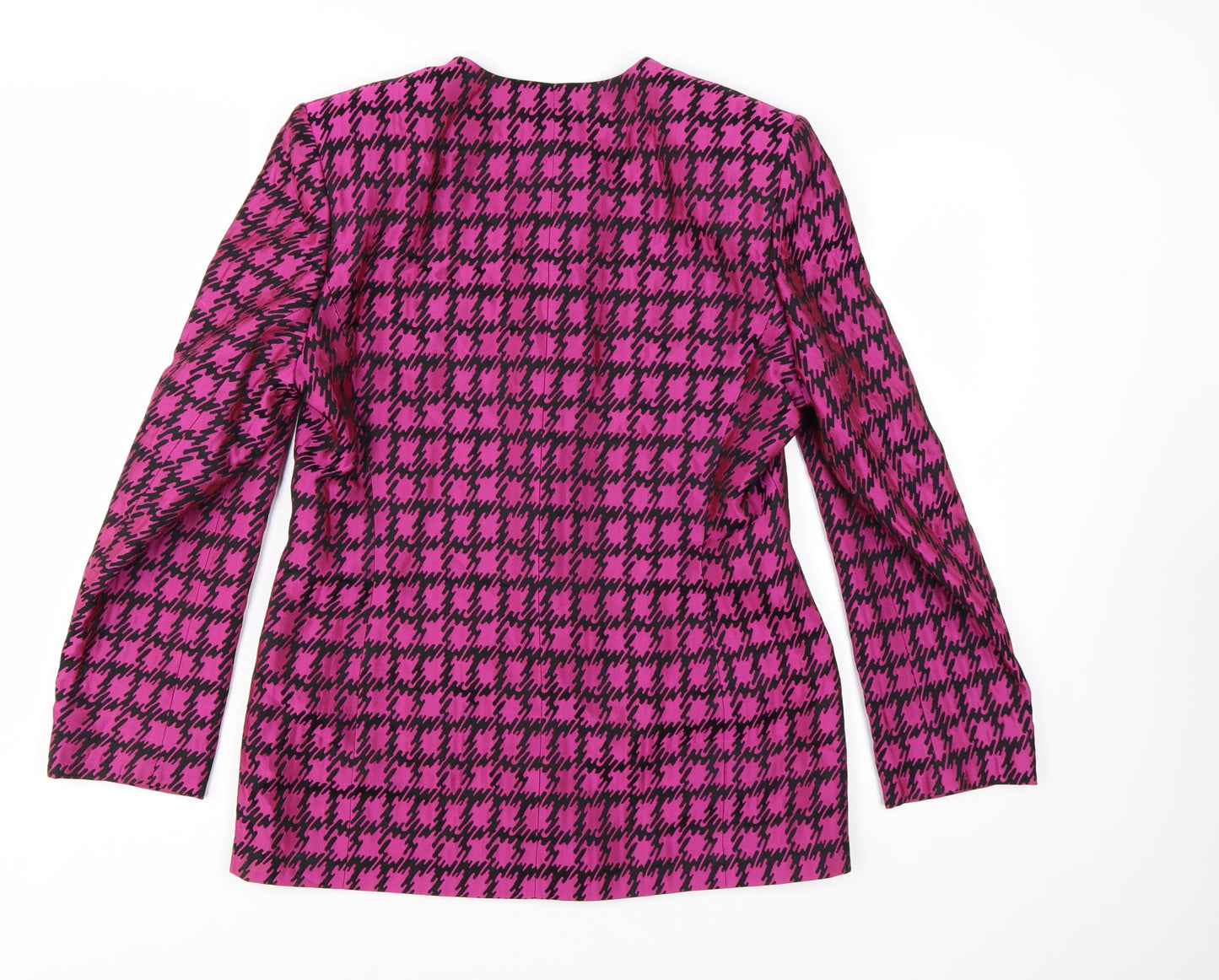 Jaeger Womens Pink Houndstooth Single-Breasted Suit Jacket Size 14
