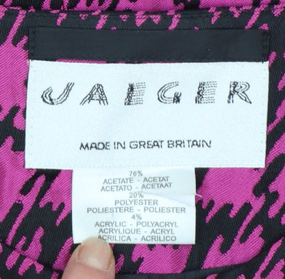 Jaeger Womens Pink Houndstooth Single-Breasted Suit Jacket Size 14