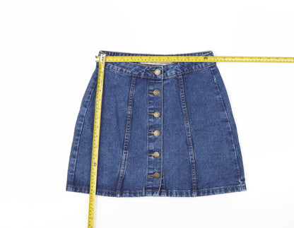 Denim Co. Women Blue Denim Short A-Line Button Skirt Size 6