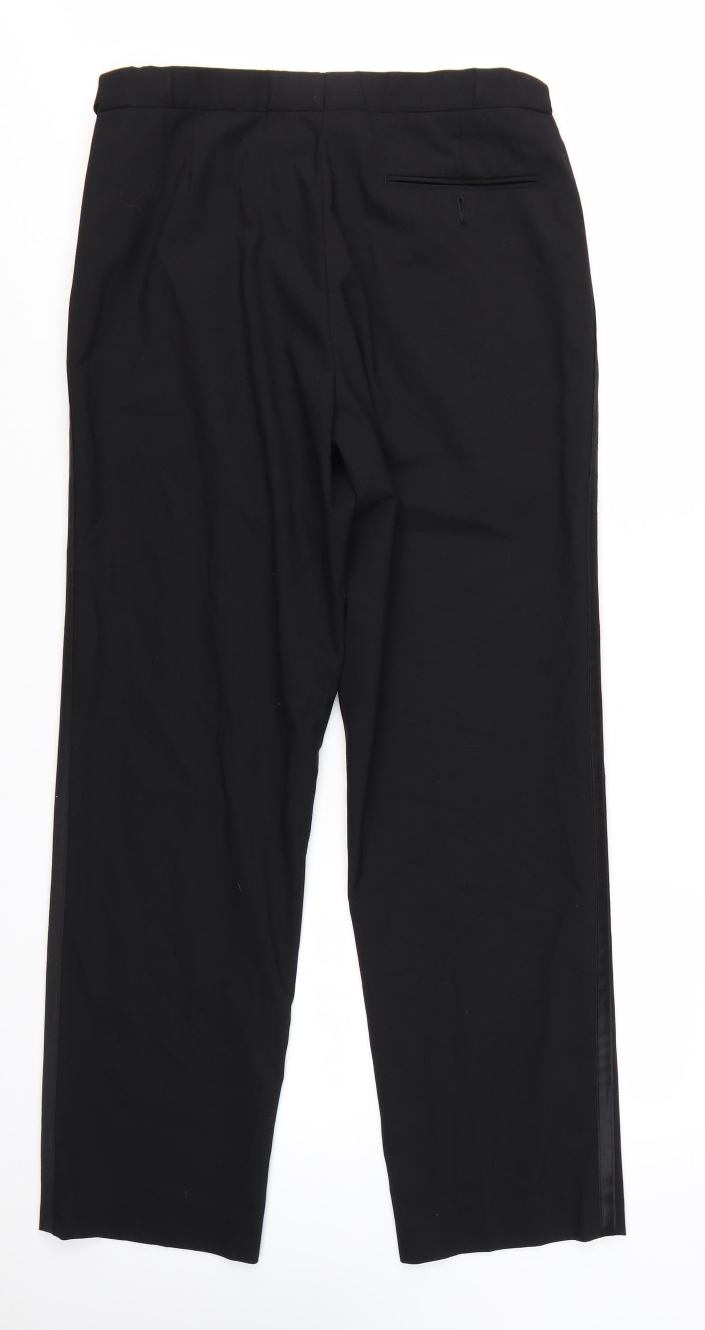 Greenwoods Men's Black Regular Fit Wool Blend Dress Trousers 36W