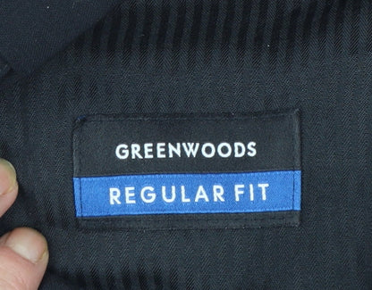 Greenwoods Men's Black Regular Fit Wool Blend Dress Trousers 36W