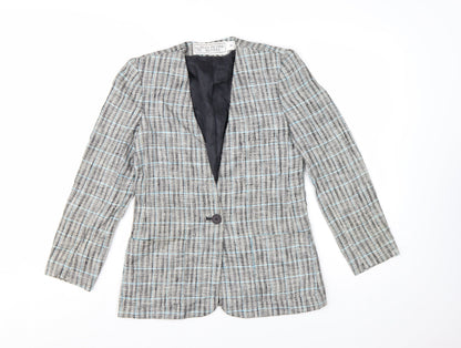 Evan-Picone Petites Women's Beige Checked Blazer Jacket Size 2