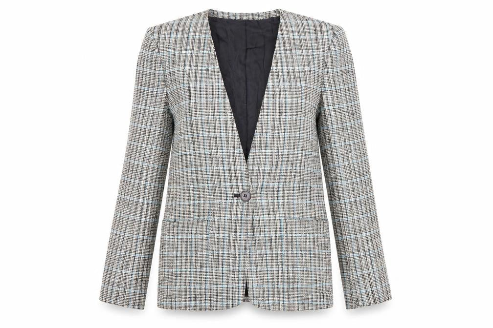 Evan-Picone Petites Women's Beige Checked Blazer Jacket Size 2