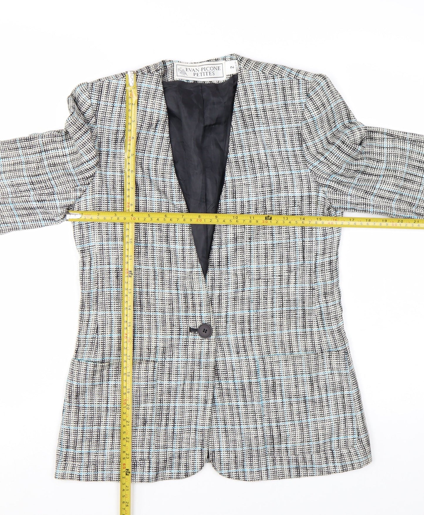 Evan-Picone Petites Women's Beige Checked Blazer Jacket Size 2