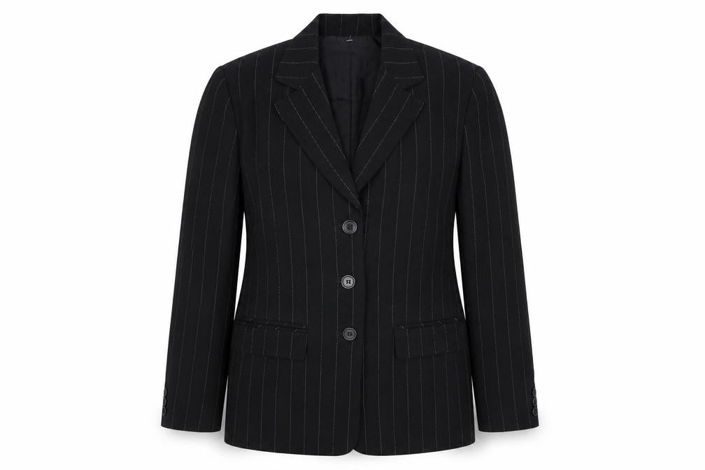Talbots Petites Black Wool Pinstripe Blazer Jacket Size 2