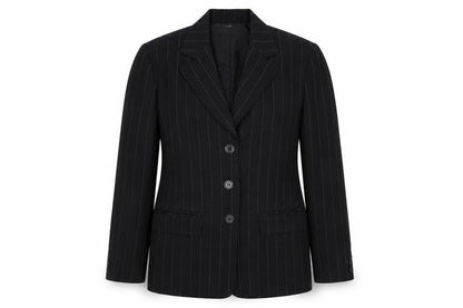 Talbots Petites Black Wool Pinstripe Blazer Jacket Size 2
