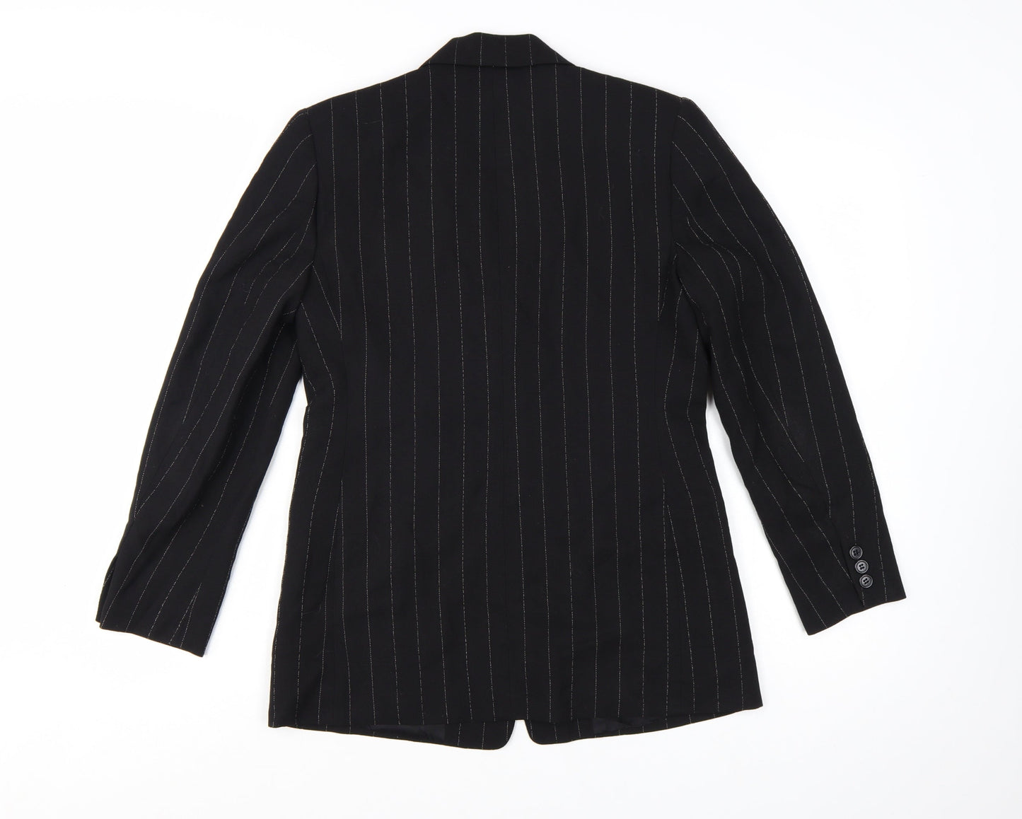 Talbots Petites Black Wool Pinstripe Blazer Jacket Size 2