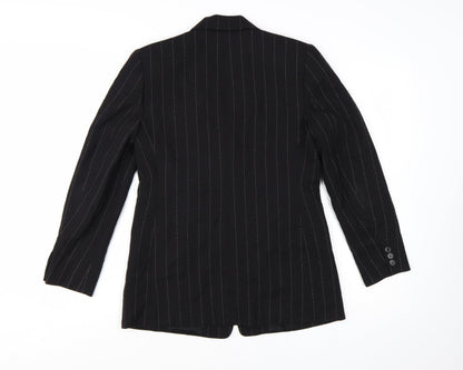 Talbots Petites Black Wool Pinstripe Blazer Jacket Size 2