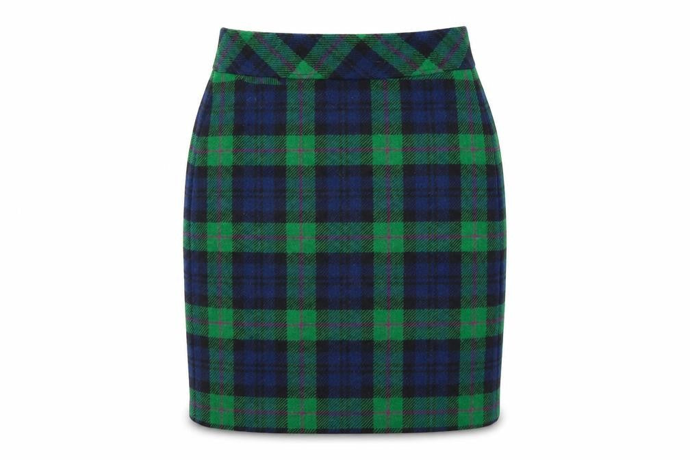 L.L.Bean Women Green Check Wool Knee Length Pencil Skirt Size 10