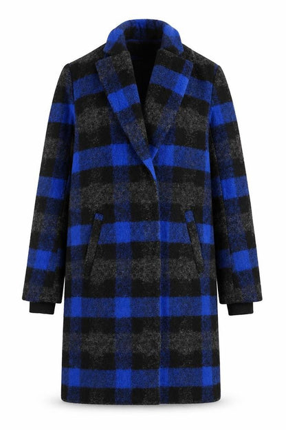 Buffalo David Bitton Women's Blue Check Wool Overcoat XS