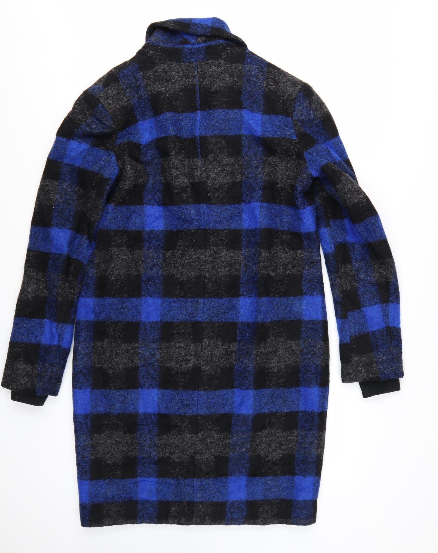 Buffalo David Bitton Women's Blue Check Wool Overcoat XS