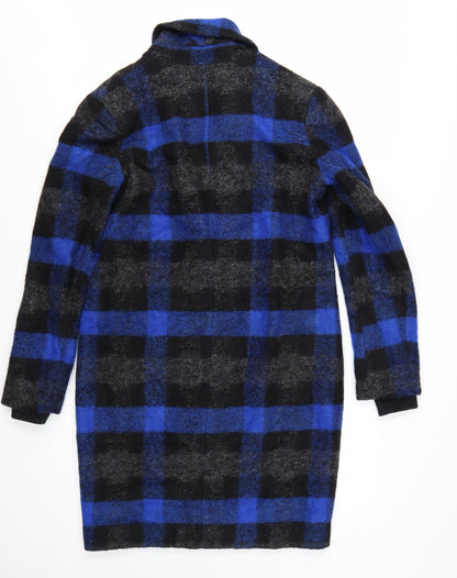 Buffalo David Bitton Women's Blue Check Wool Overcoat XS