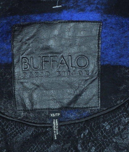 Buffalo David Bitton Women's Blue Check Wool Overcoat XS