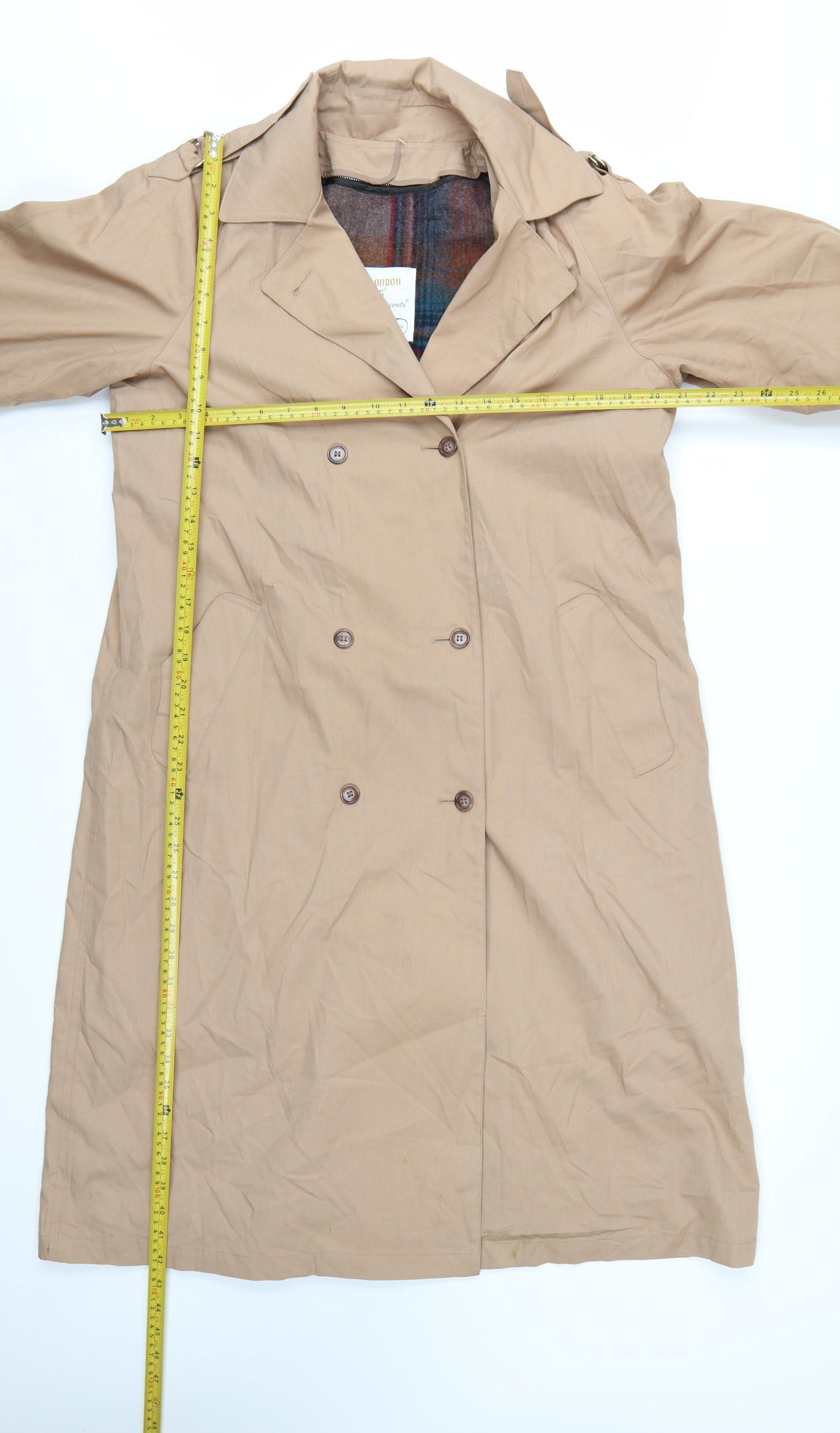 London Fog Women's Beige Trench Coat Size 12 Petite Waterproof Classic Style