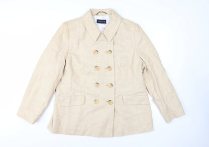 Windsmoor Women's Beige Cotton Double-Breasted Blazer UK 18