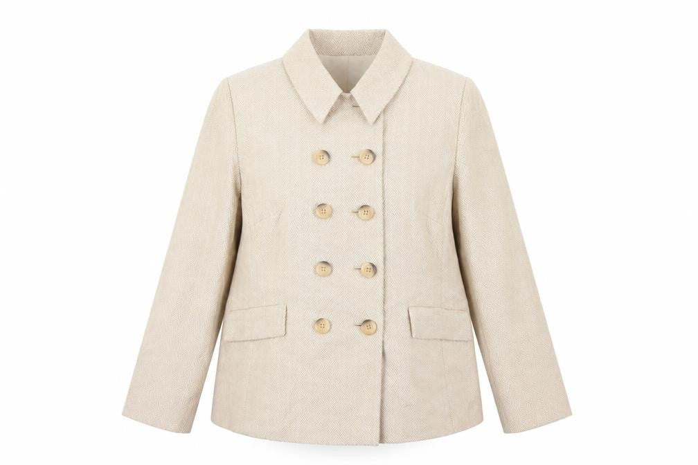 Windsmoor Women's Beige Cotton Double-Breasted Blazer UK 18