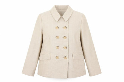 Windsmoor Women's Beige Cotton Double-Breasted Blazer UK 18
