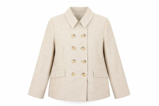 Windsmoor Women's Beige Cotton Double-Breasted Blazer UK 18