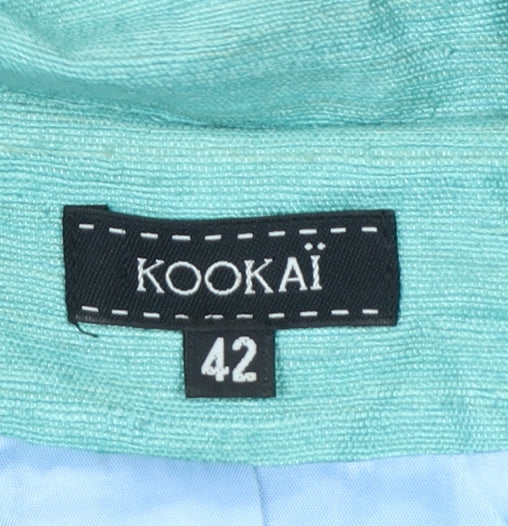 Kookai Women's Green Silk Trench Coat Size 14 Classic Mid-Length