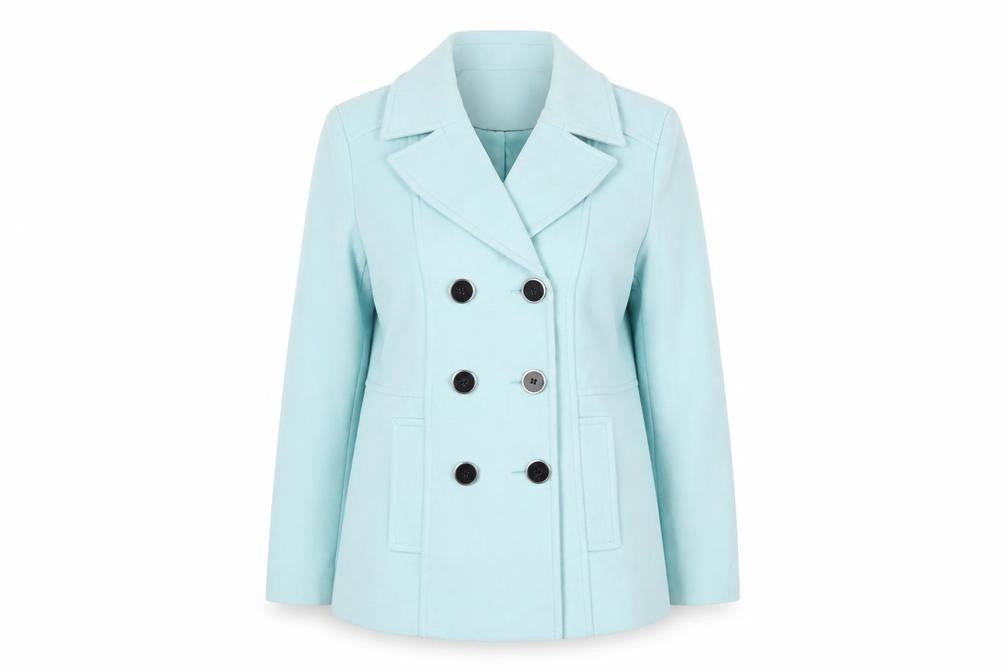 Damart Women's Blue Polyester Pea Coat Size 12 Mid-Length