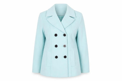 Damart Women's Blue Polyester Pea Coat Size 12 Mid-Length