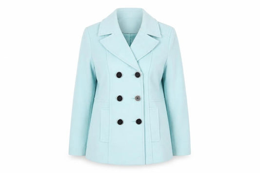 Damart Women's Blue Polyester Pea Coat Size 12 Mid-Length