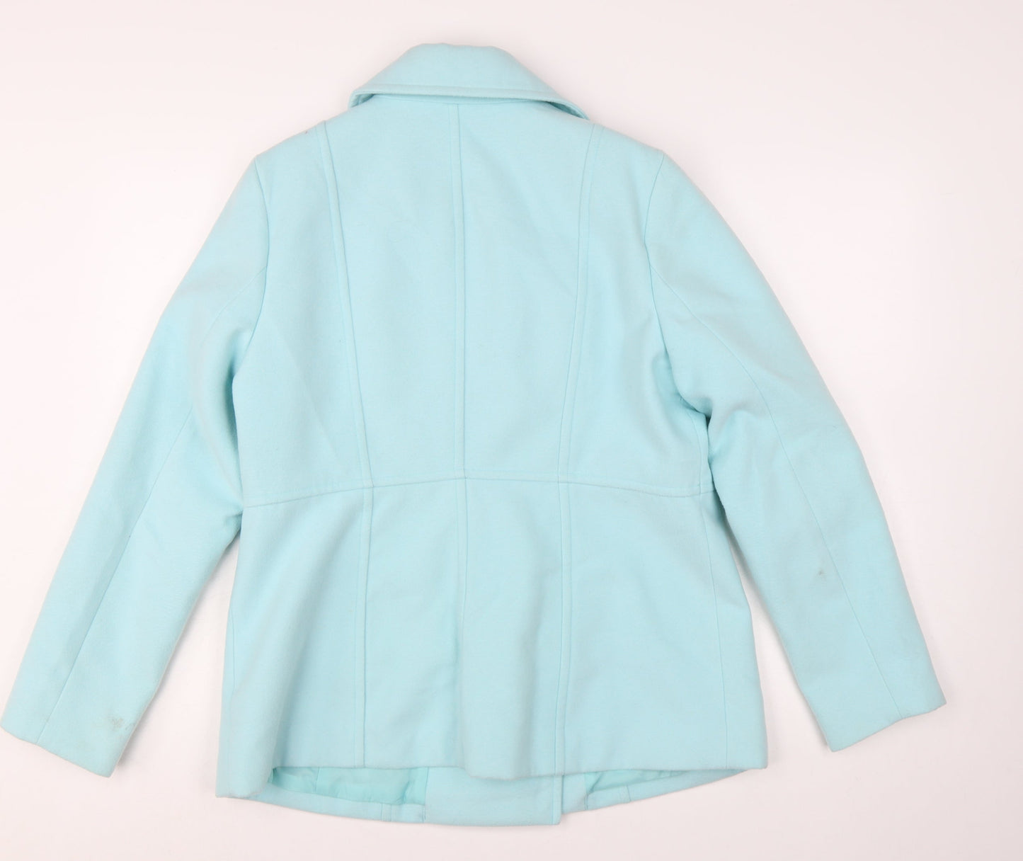 Damart Women's Blue Polyester Pea Coat Size 12 Mid-Length