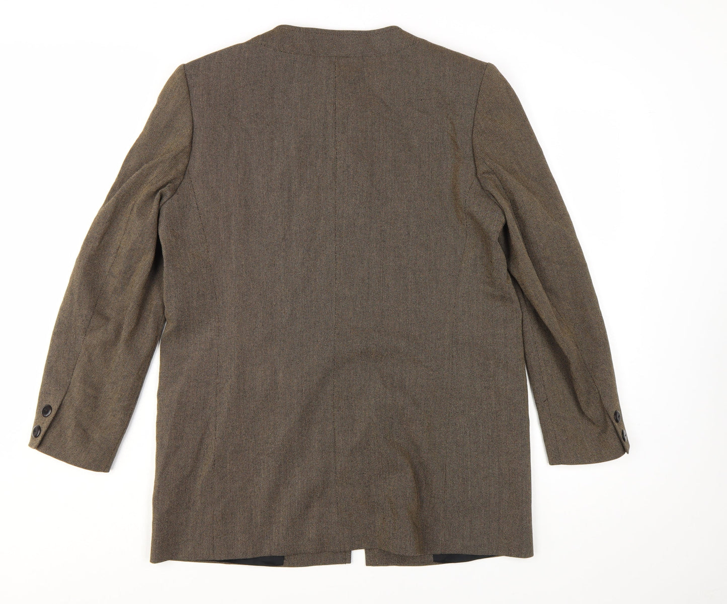 Viyella Petite Brown Wool Blend Mid-Length Lined Blazer UK 12