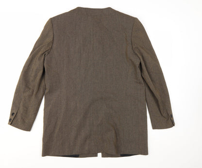 Viyella Petite Brown Wool Blend Mid-Length Lined Blazer UK 12