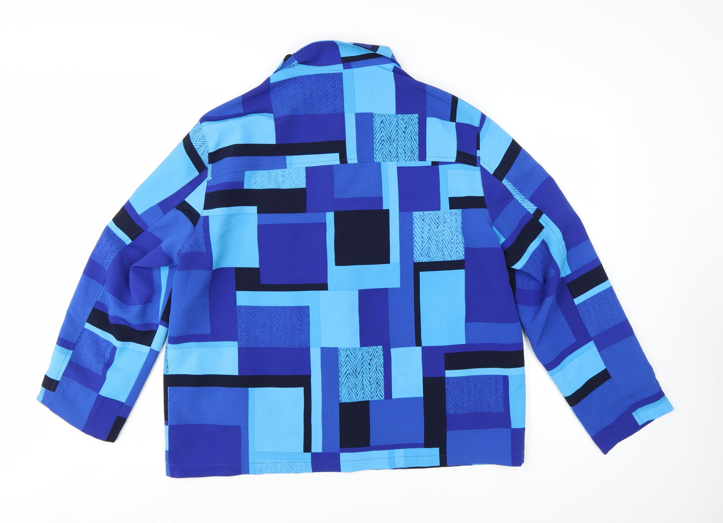 TanJay Women's Blue Geometric Lined Polyester Jacket Size 14