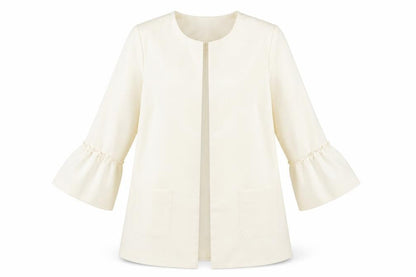 Damart Women Ivory Mid-Length 3/4 Sleeve Blazer Jacket UK 14